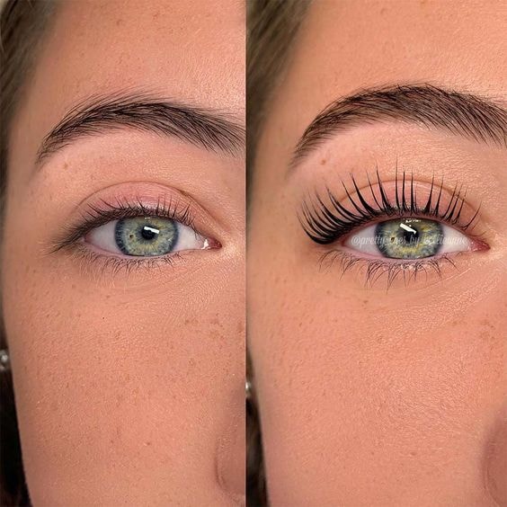 Lash lift before and after